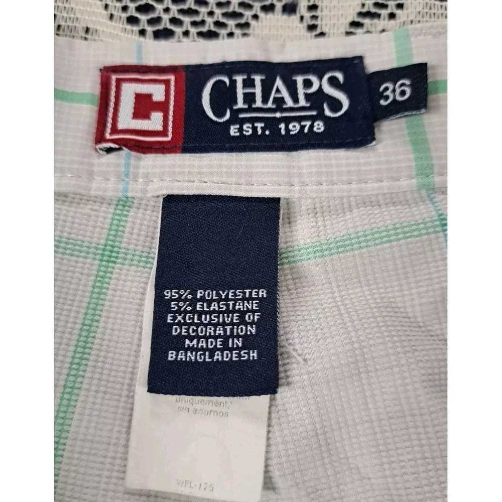 Chaps Golf Shorts Men's‎ 36 Green/Blue/Beige Plaid Casual PolyBlend Pre-owned